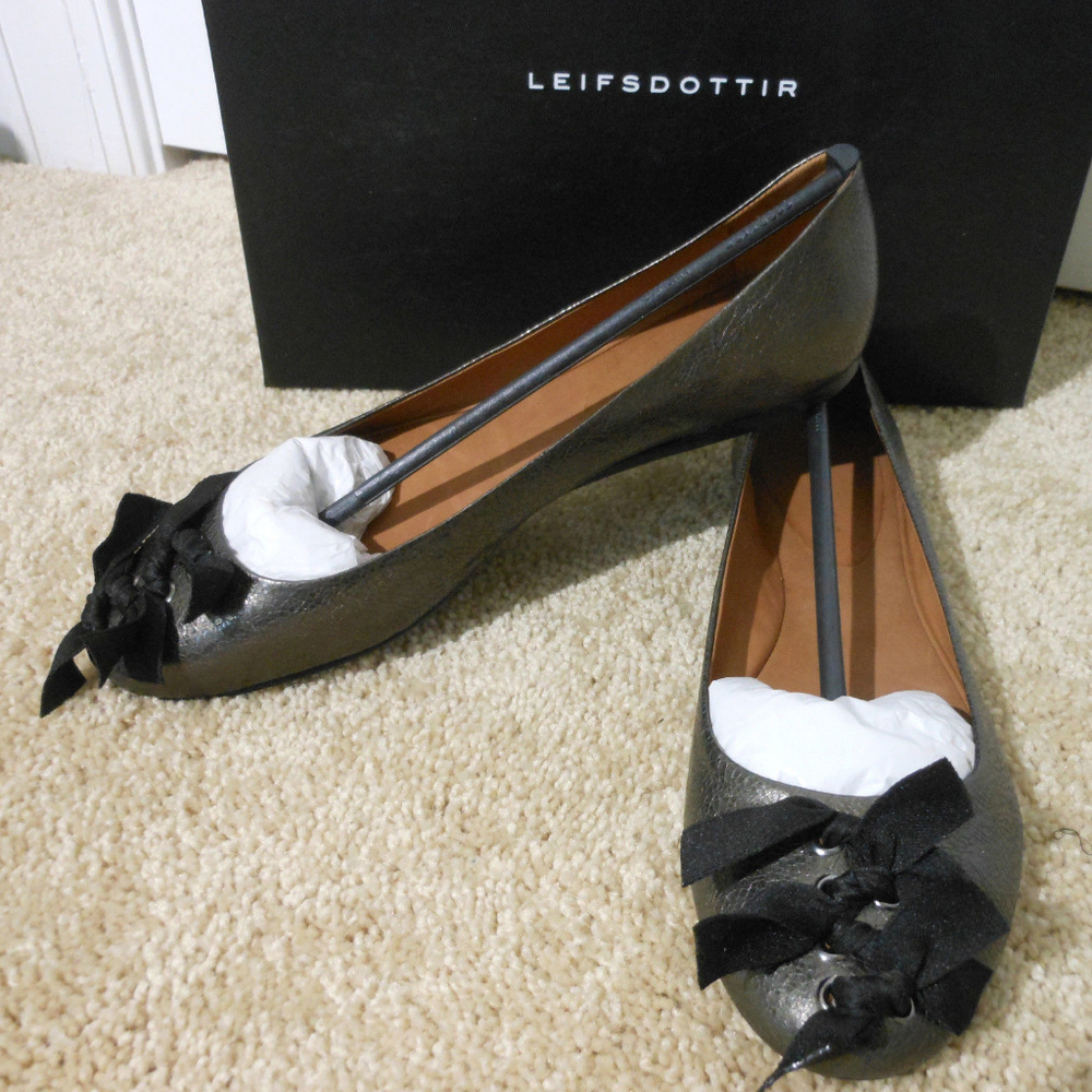 ANTHRO*LEIFSDOTTIR Metallic Leather Flats 8.5 NEW